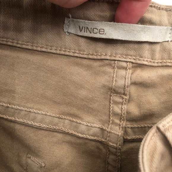 Vince Luce Denim Jean Shorts 34 Mid Waist Two Button Closure Desert Tan Khaki - Picture 4 of 10